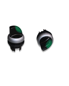 Illuminated selector switch front M22 1-0-2 greenM22-WRLK3-G